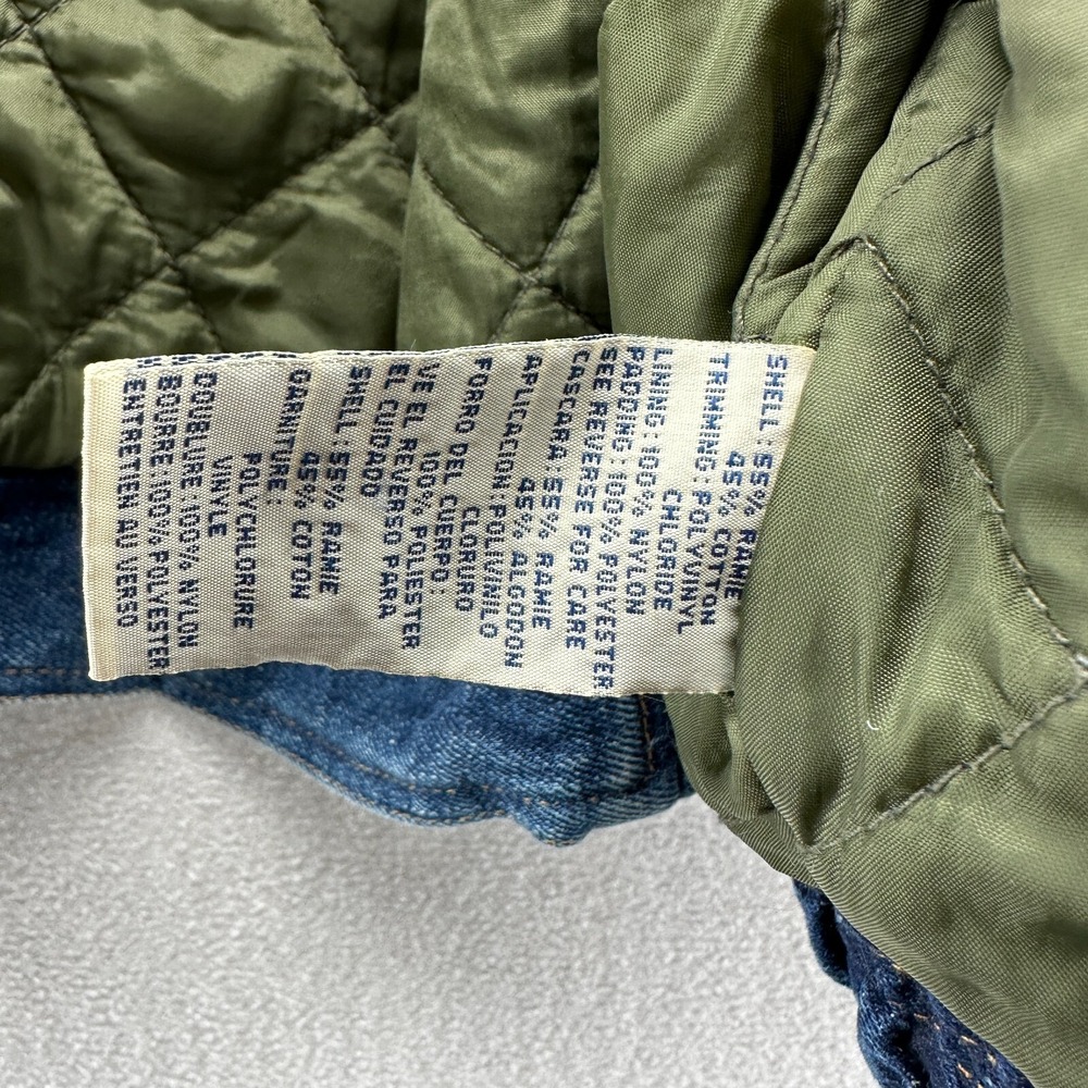 Vintage Faded Glory Denim Chore‎ Coat Men's Large Thermal Lined Leather Collar - Picture 14 of 16